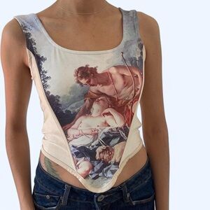 Renaissance Print Y2K Corset Top 🎨